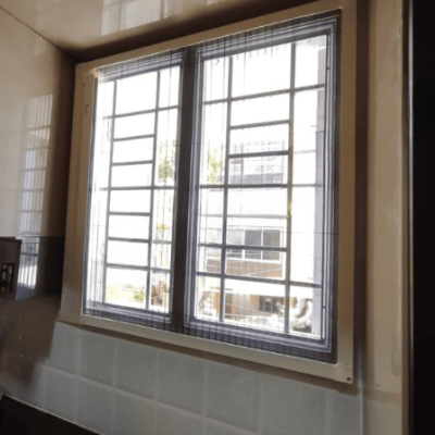 Sliding Mosquito Nets on Window | Aluminium Frame and Fiber Net | Size 117 cms to 127 cms